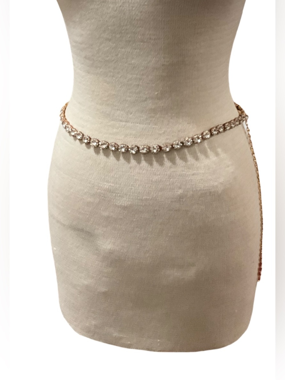 Gold Rhinestone Crystal Chain Waist Belt Adjustable Statement Jewelry